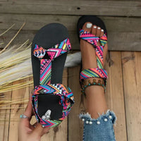 Platform Sandals for women - Ankle Strap Open Toe - Geometric Print Adjustable Straps - Image 3