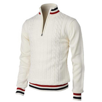 Cable Knit Quarter Zip Sweater for Men - Striped - Image 2
