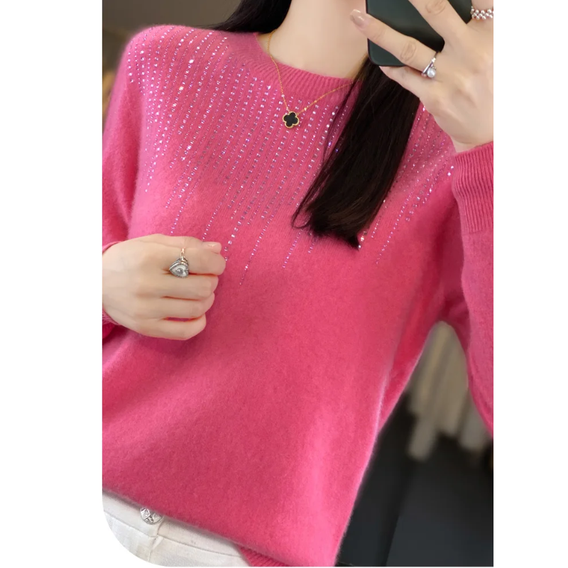 Crewneck Embellished Sweater for Women - Relaxed - Image 10