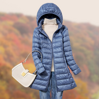 Hooded Puffer Coat for Women - Zip-Up Closure - Image 1