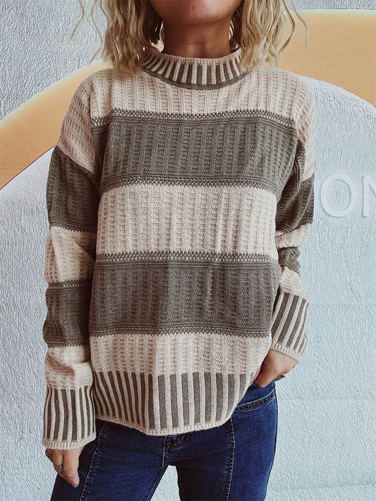 Striped Crewneck Sweater for Women - Relaxed - Image 1