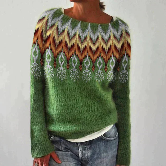 Fair Isle Pullover Sweater for Women - Striped - Image 4