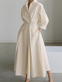 A-Line Midi Shirt Dress for Women - Long Sleeve Belted - Image 2
