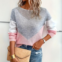 Color Block Sweater for Women - Crew Neck - Image 2