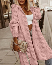 Long Hooded Cardigan Coat for Women - Patch Pockets - Image 5