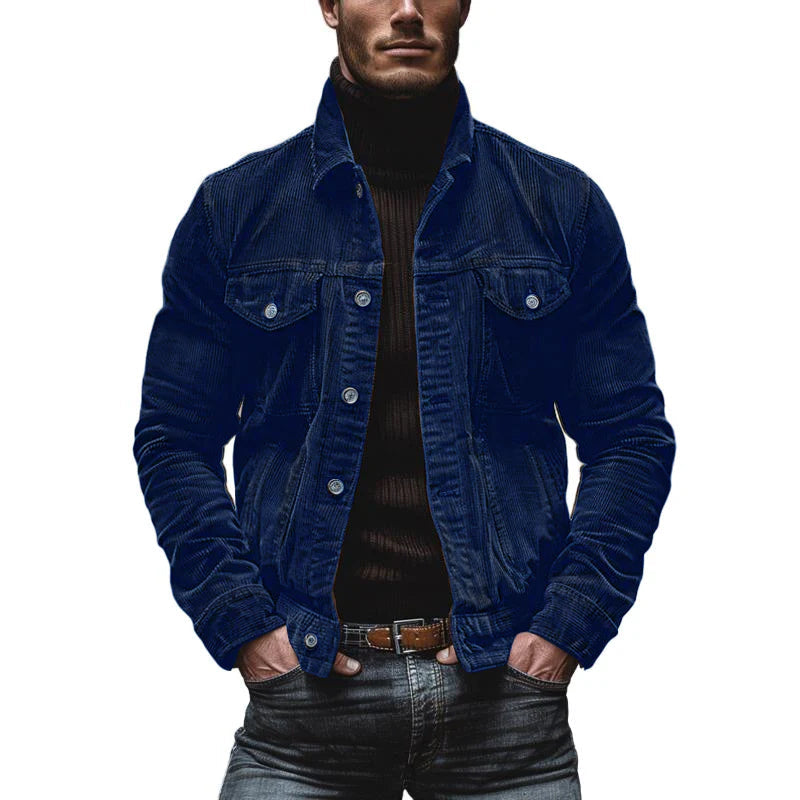 Corduroy Button-Down Jacket for Men - Chest Pockets - Image 8