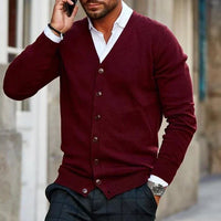 V-Neck Cardigan Sweater for Men - Long Sleeve - Image 2