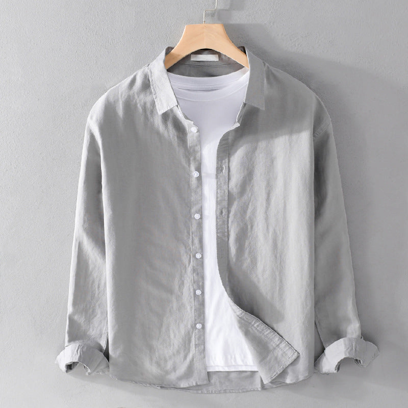 Button-Up Long Sleeve Shirt for men - Relaxed Fit - Cuffed Sleeves Straight Hem - Image 5