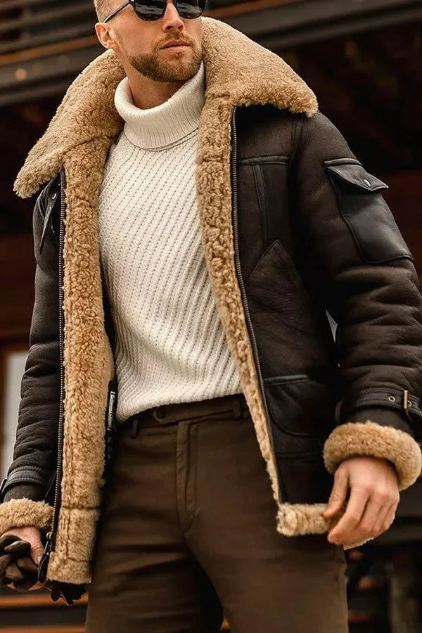Shearling Aviator Jacket for Men - Fur Lined - Image 1