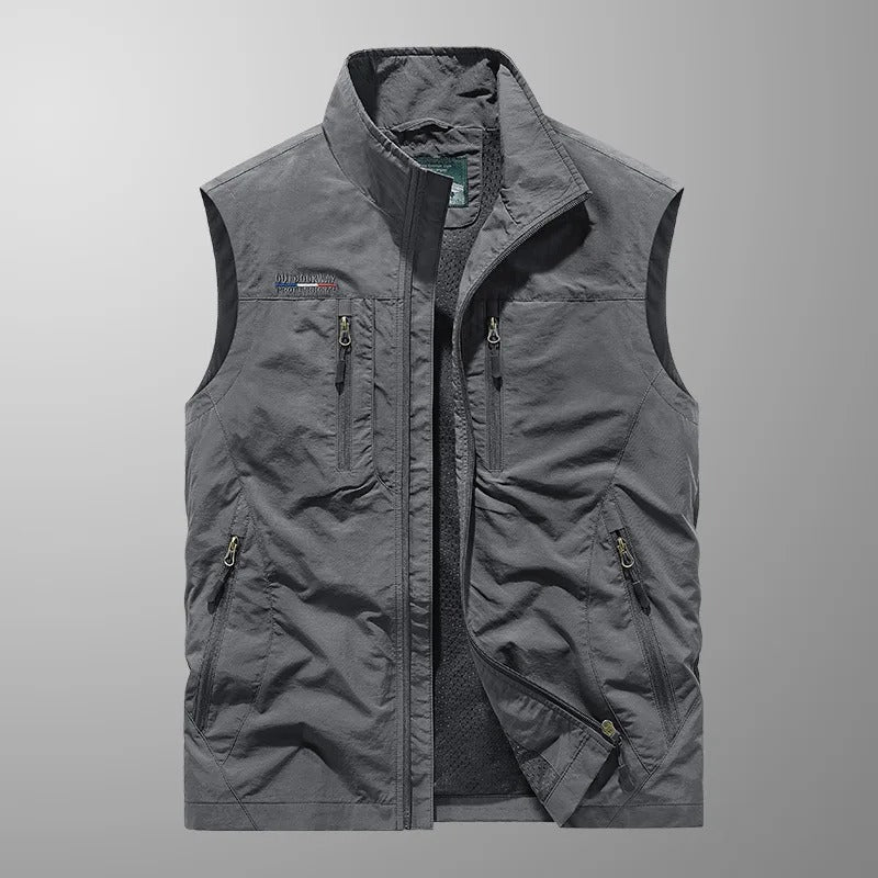 Zip Up Vest for Men - Sleeveless Jacket Stand Collar - Multi-Pocket Lightweight - Image 3