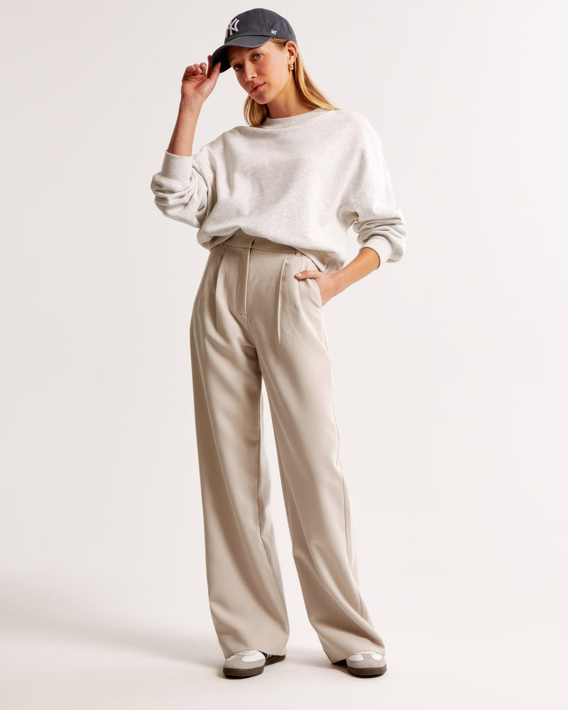 Wide Leg Trousers for Women - High Waist Pleated - Image 1