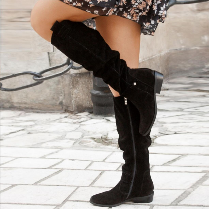 Slouch Knee High Boots for Women - Ruched shaft - Image 3