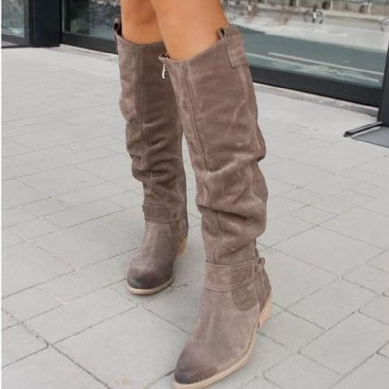 Slouch Knee High Boots for Women - Ruched shaft - Image 8