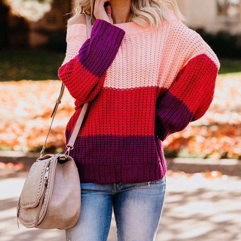 Color Block Sweater for Women - Oversized - Image 1