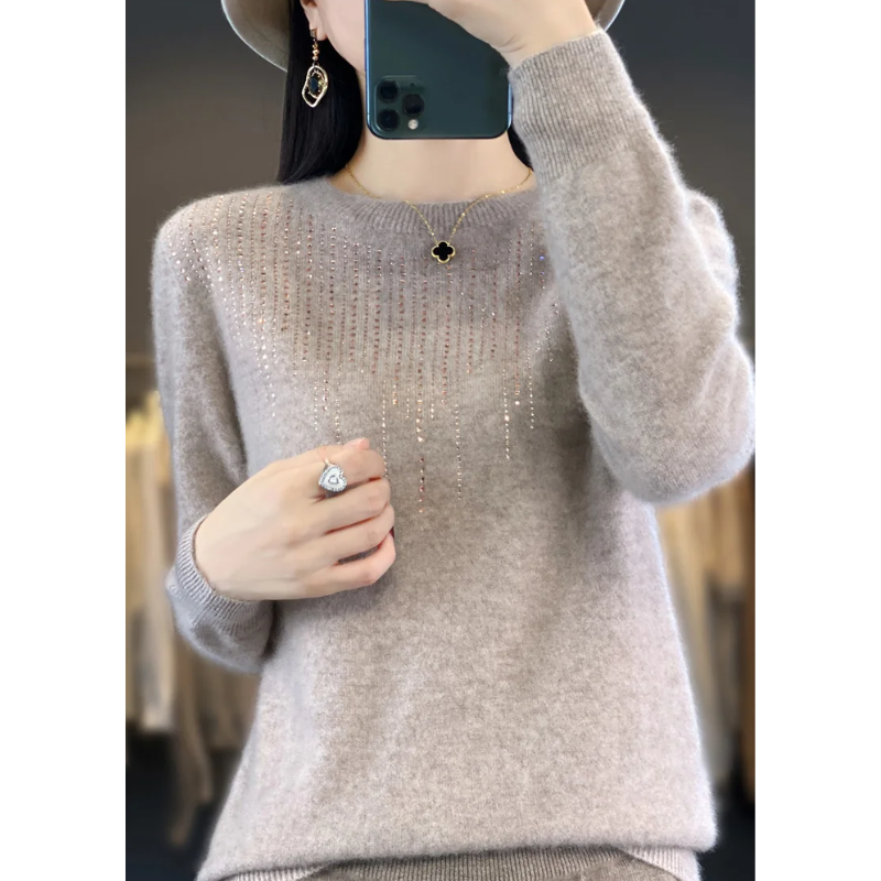 Crewneck Embellished Sweater for Women - Relaxed - Image 3