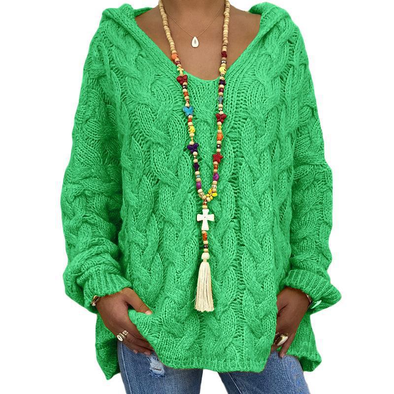 Cable Knit Sweater for Women - Hooded - Image 5