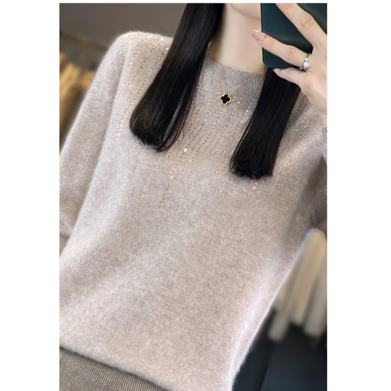 Crewneck Embellished Sweater for Women - Relaxed - Image 11