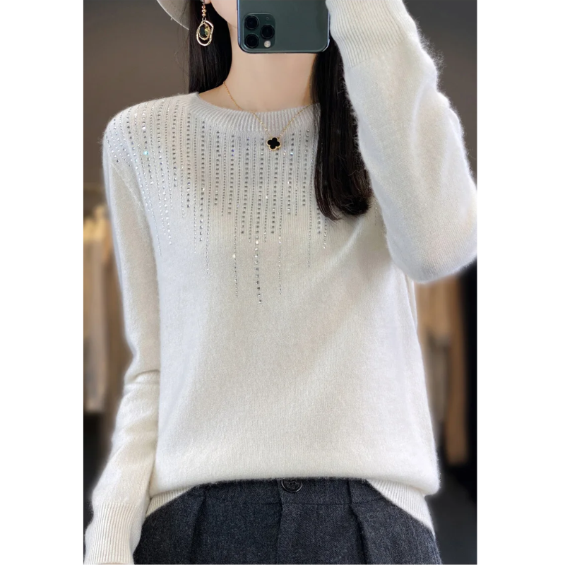 Crewneck Embellished Sweater for Women - Relaxed - Image 13