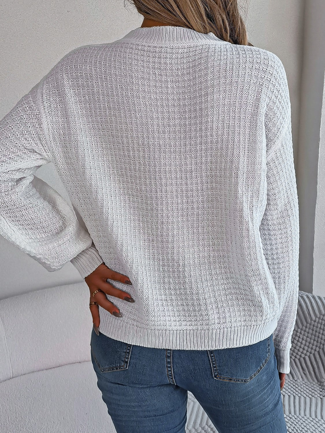 Cable Knit Pullover Sweater for Women - Relaxed - Image 8