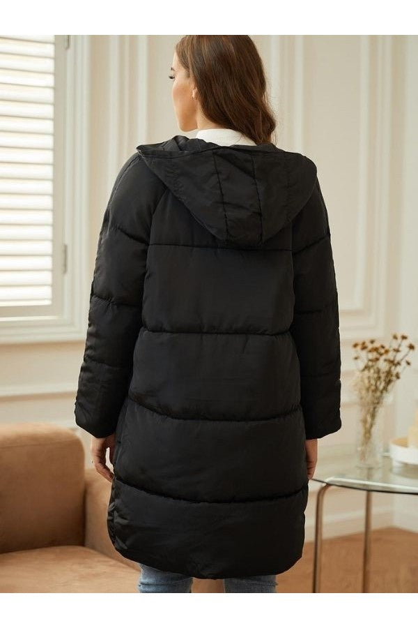 Puffer Longline Coat for Women - Hooded - Image 5