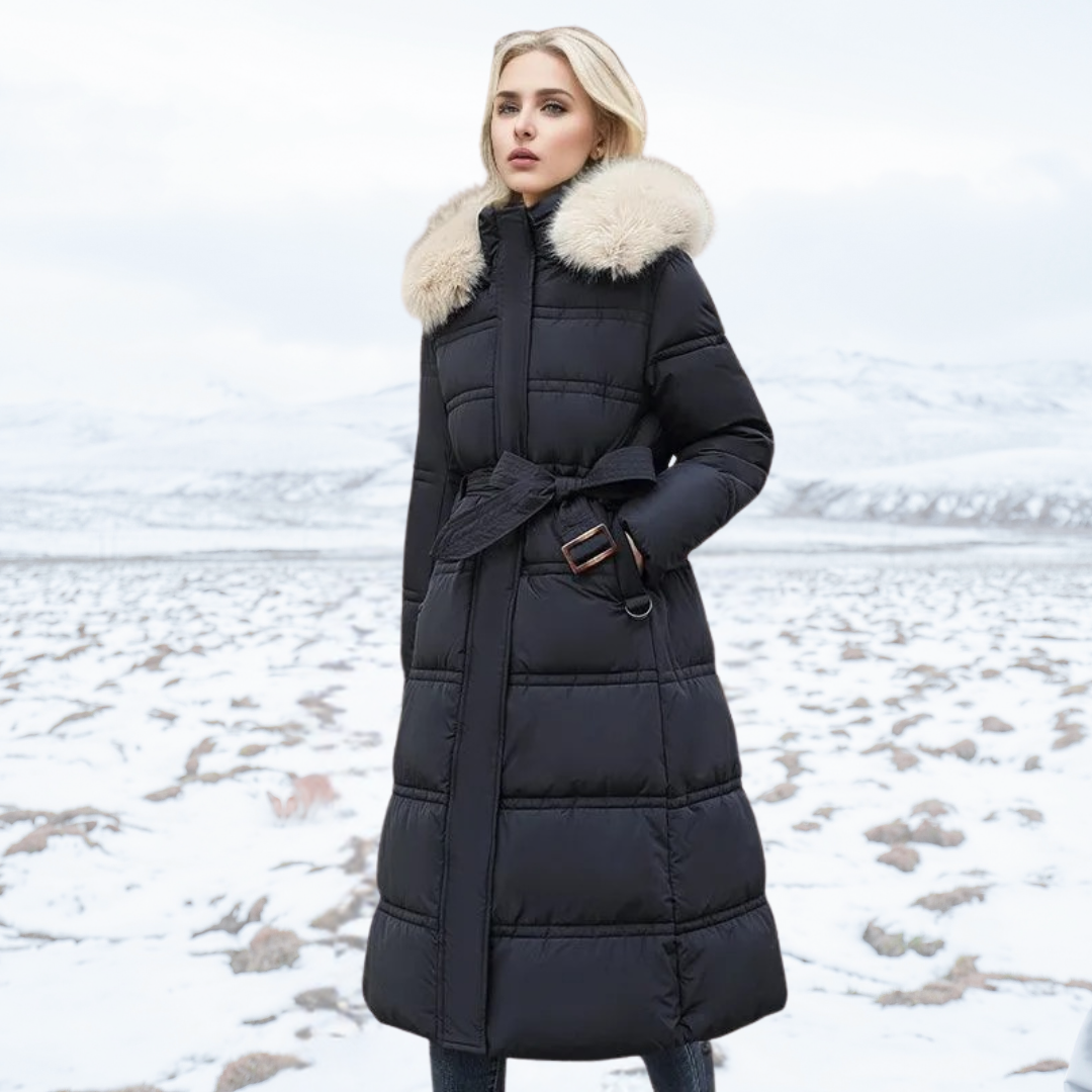 Puffer Coat for Women - Fur Hood - Image 4