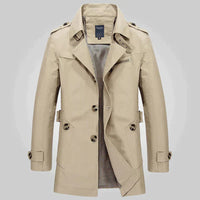 Trench Coat for Men - Shoulder Epaulettes - Image 1
