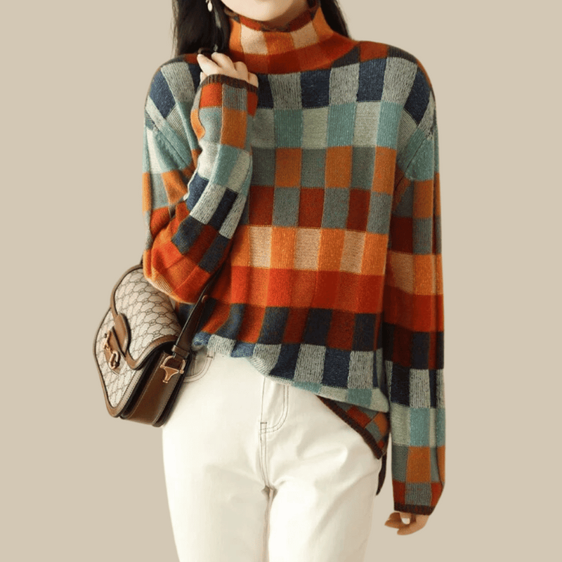 Pullover Sweater for Women - Color Block - Image 1
