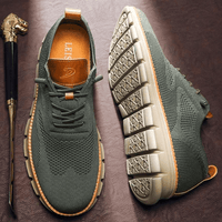 Lace-Up Sneakers for Men - Round Toe Perforated Upper - Image 1