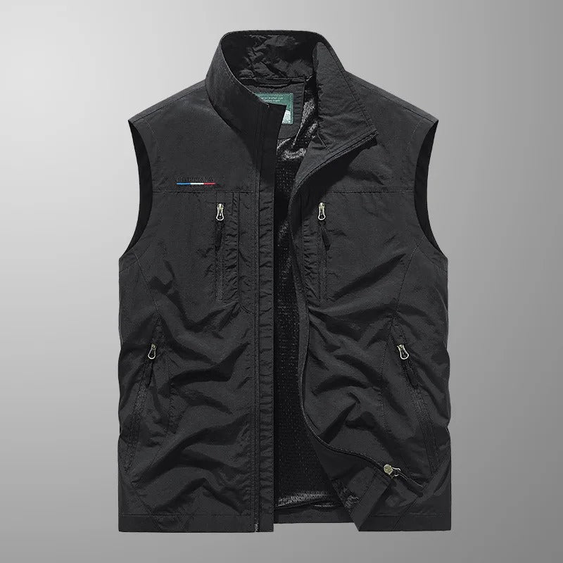 Zip Up Vest for Men - Sleeveless Jacket Stand Collar - Multi-Pocket Lightweight - Image 2