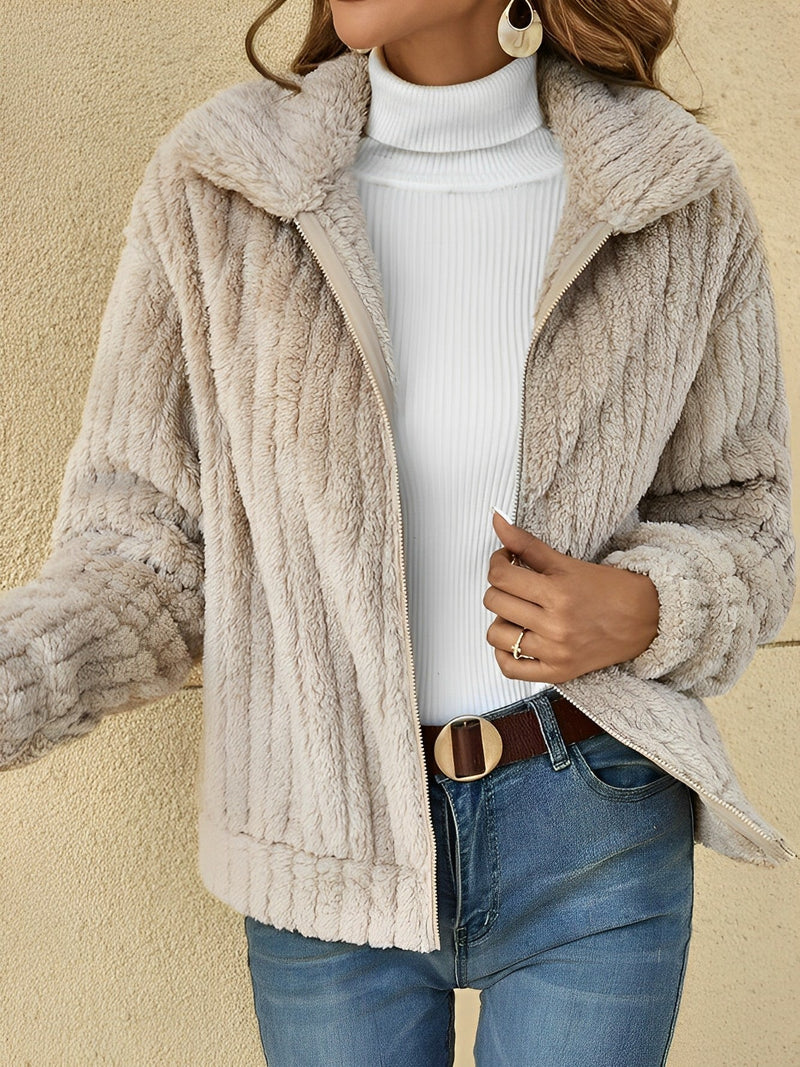 Collared Zip-Up Jacket for Women - Long Sleeve - Image 1