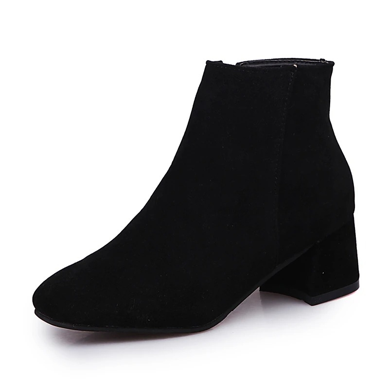 Ankle Boots Shoes for Women - Block Heel - Image 3
