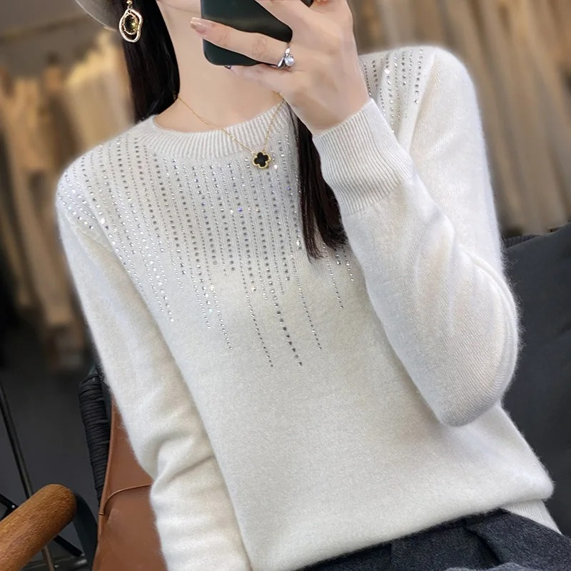 Crewneck Embellished Sweater for Women - Relaxed - Image 7