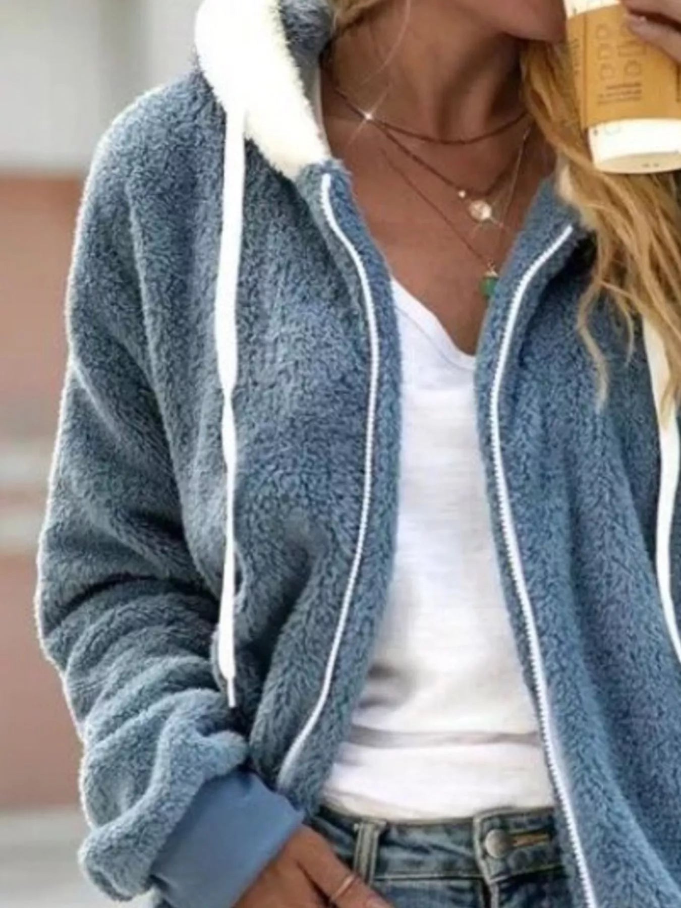 Hooded Cardigan Sweater for Women - Zip Front - Image 2