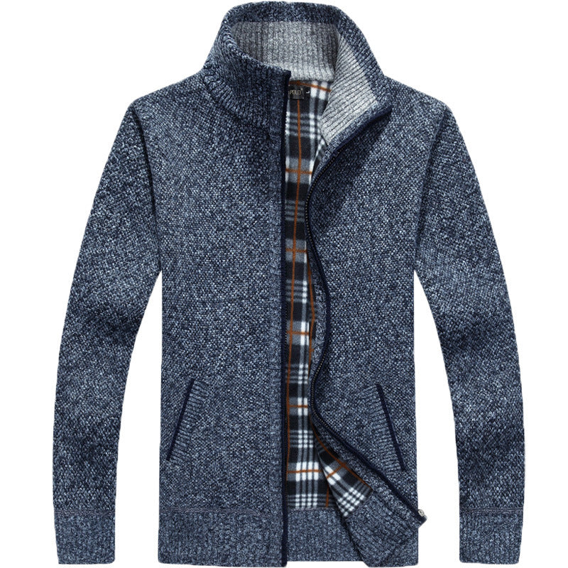 Knit Full Zip Jacket for Men - Stand Collar - Image 11