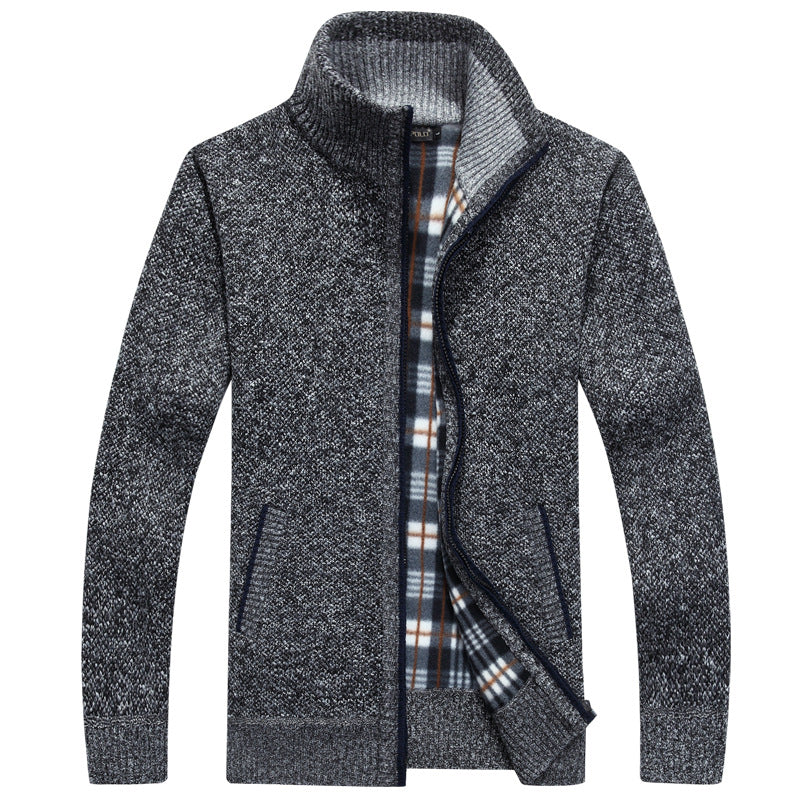 Knit Full Zip Jacket for Men - Stand Collar - Image 5
