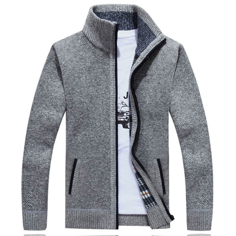 Knit Full Zip Jacket for Men - Stand Collar - Image 6