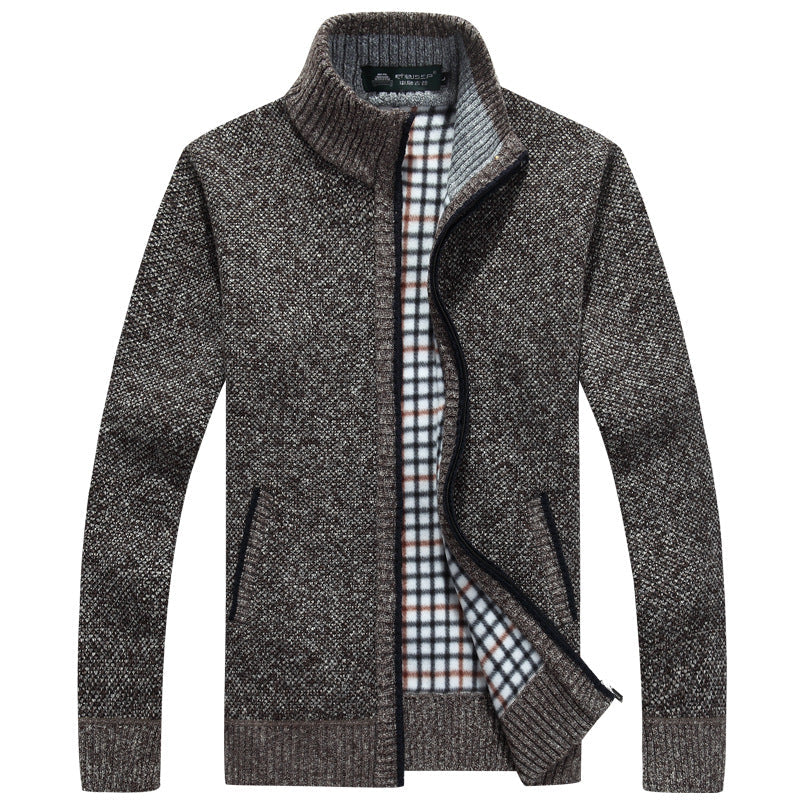 Knit Full Zip Jacket for Men - Stand Collar - Image 7