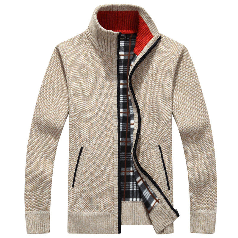 Knit Full Zip Jacket for Men - Stand Collar - Image 3