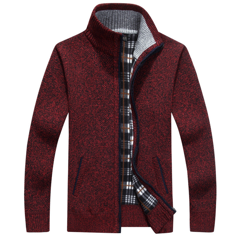 Knit Full Zip Jacket for Men - Stand Collar - Image 8