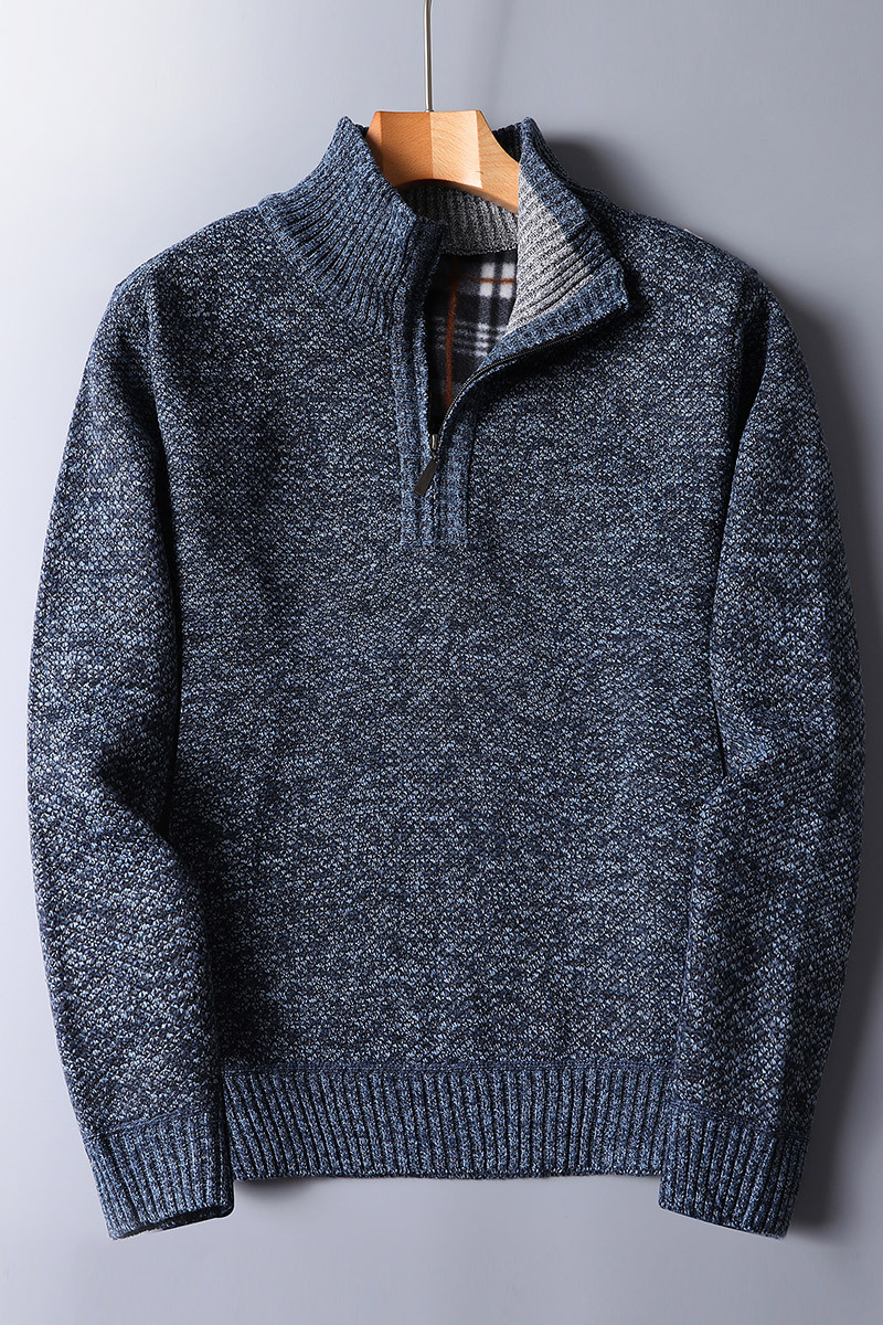 Ribbed Knit Quarter Zip Sweater for Men - Relaxed - Image 5