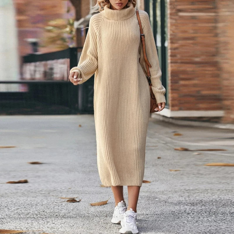 Knit Sweater Dress for Women - Long Sleeve - Image 1