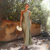 One Shoulder Maxi Dress for women - Slit - Image 3