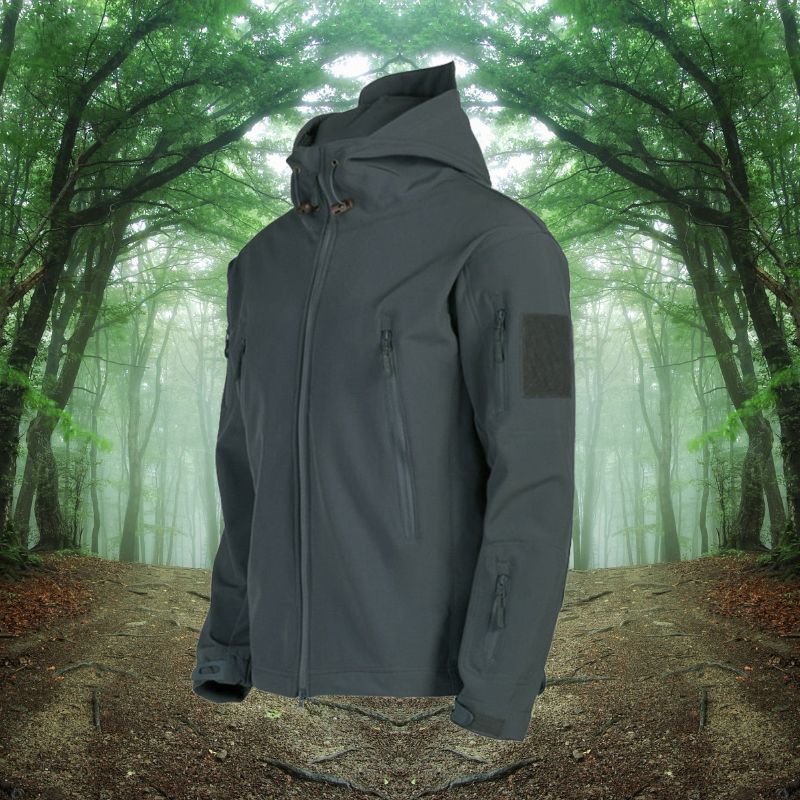 Hooded Tactical Jacket for Men - Full Zip - Image 5