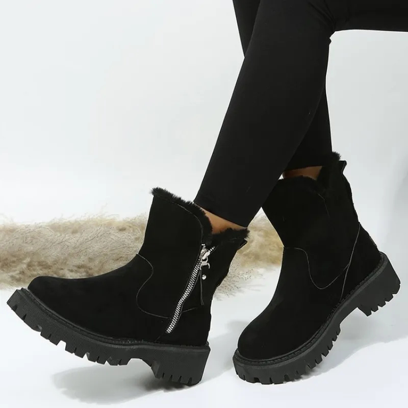 Ankle Boots for Women - Faux Fur Trim - Image 4