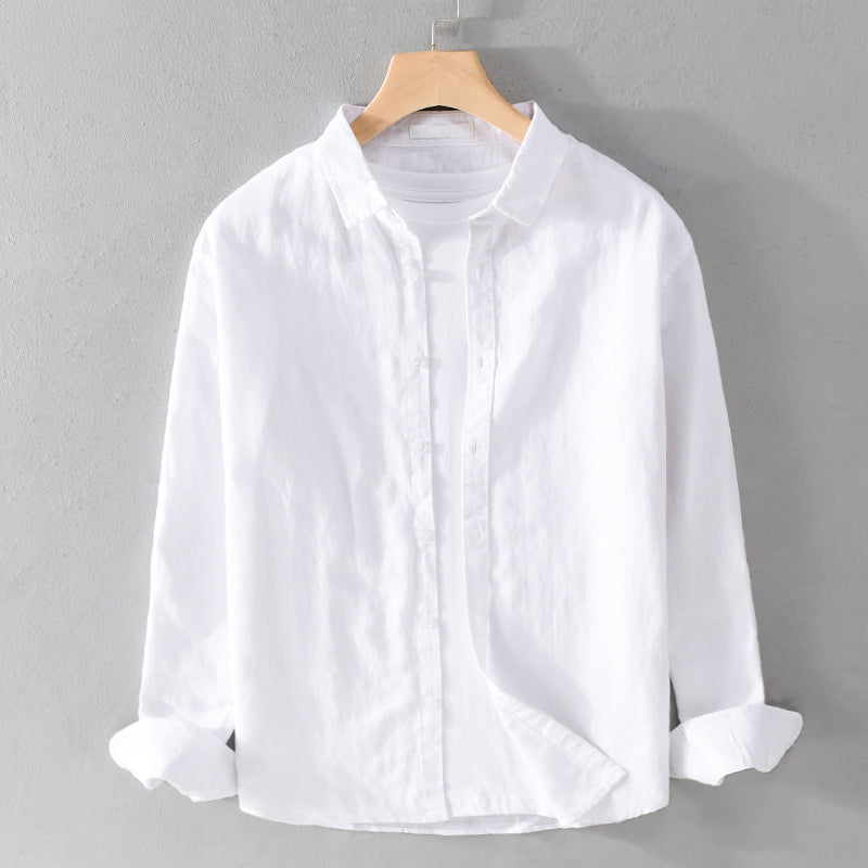 Button-Up Long Sleeve Shirt for men - Relaxed Fit - Cuffed Sleeves Straight Hem - Image 1