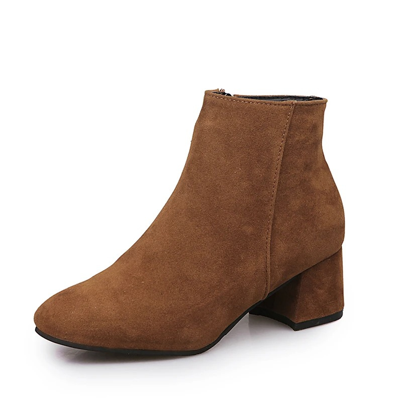Ankle Boots Shoes for Women - Block Heel - Image 4