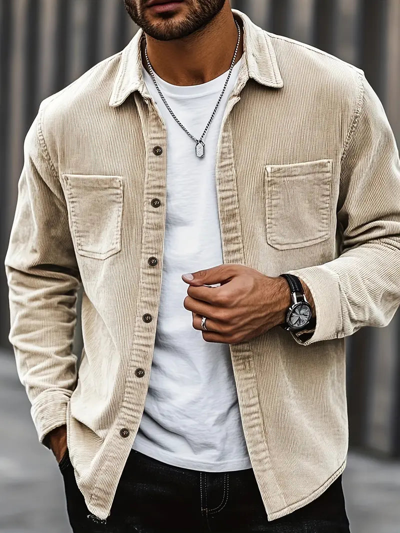 Corduroy Jacket for Men - Chest Pockets - Image 2