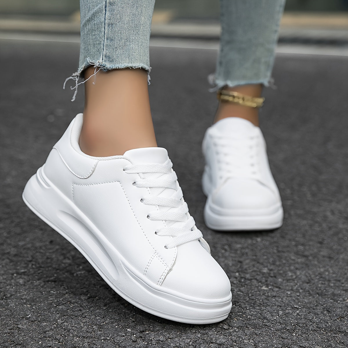 Platform Sneakers for Women - Contrast Heel Detail - Image 7