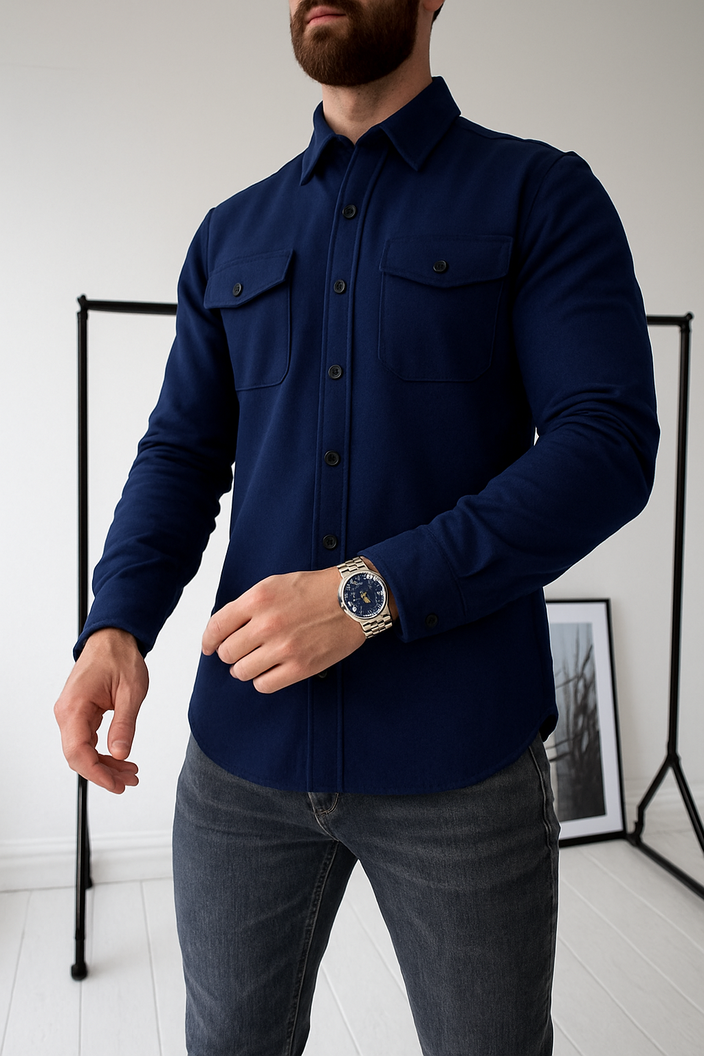 Shirt Jacket for Men - Button-Up Overshirt