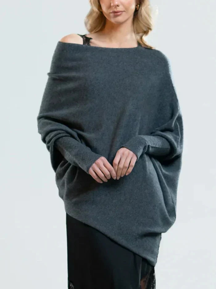 Oversized Boat Neck Sweater for Women - Long Sleeve - Image 5